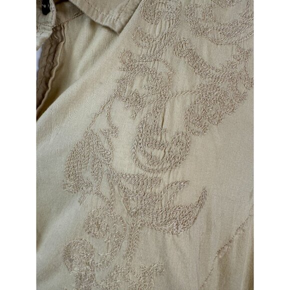 Calvin Klein Jeans Womens Beige Embroidered Button-Up Long Sleeve Shirt 2X - Picture 16 of 16